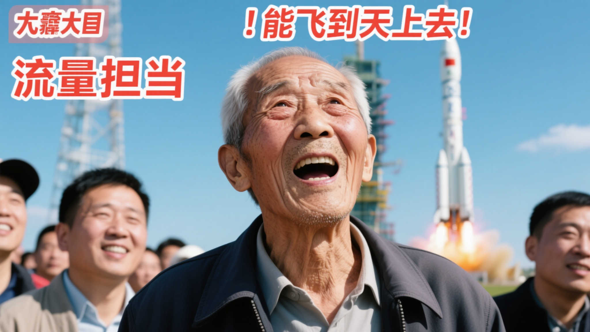 日照海上火箭发射现场，一位大爷意外走红！